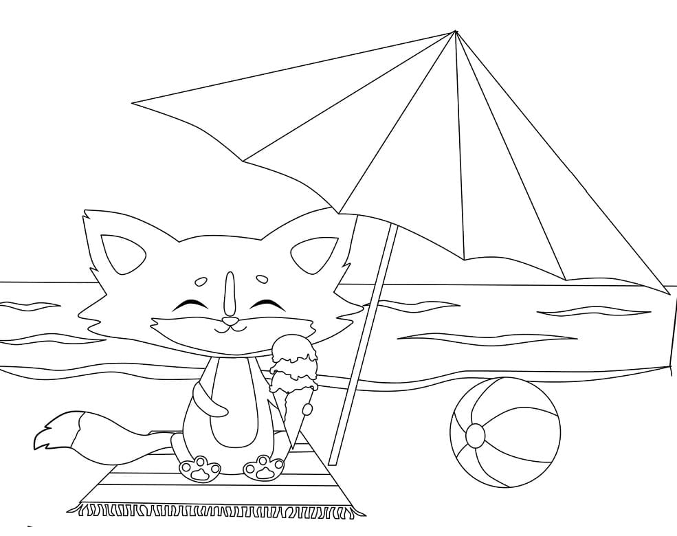 Cat on the Beach Coloring Game Cat on the Beach