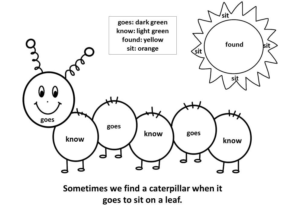 Caterpillar Sight Words Coloring Game Caterpillar Sight Words