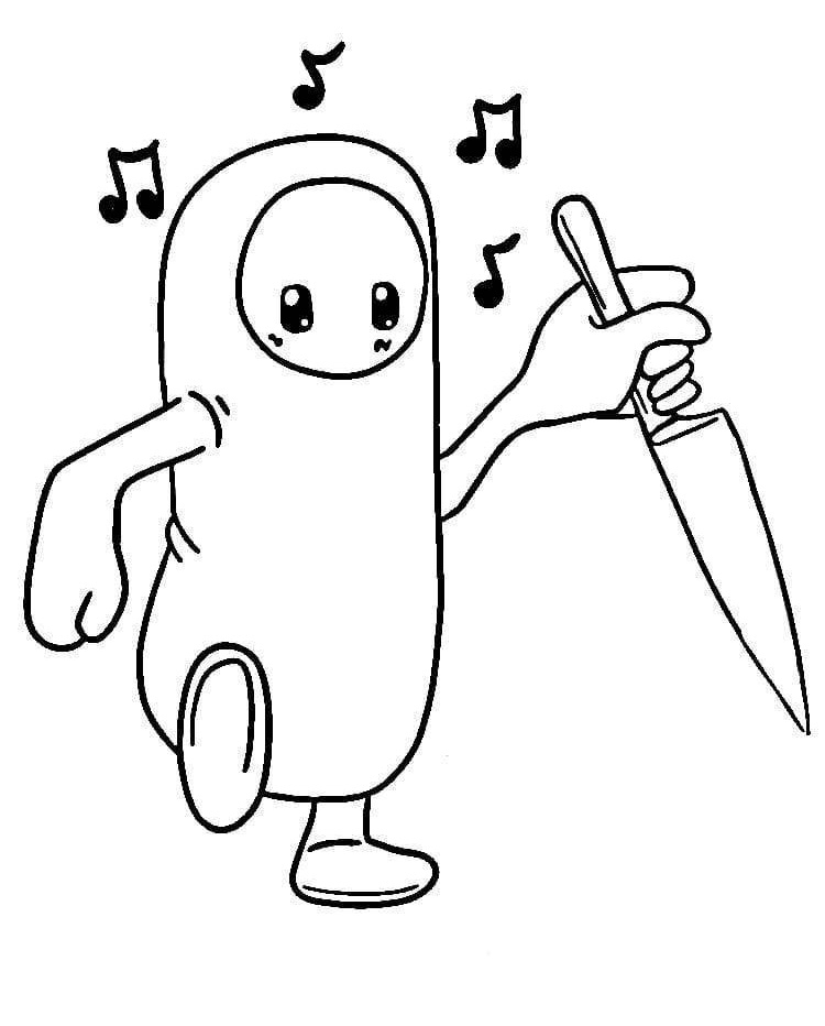 Character with Knife Fall Guys Coloring Game Character with Knife Fall Guys
