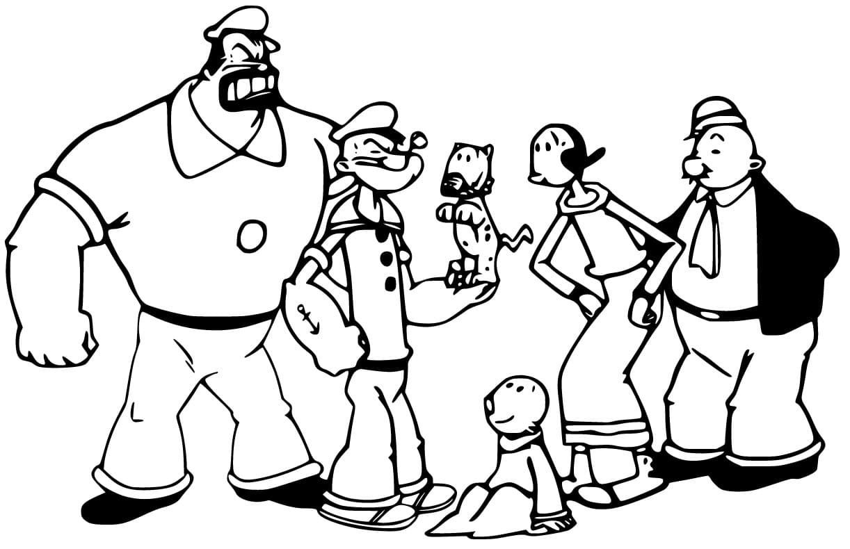 Characters from Popeye Coloring Game Characters from Popeye
