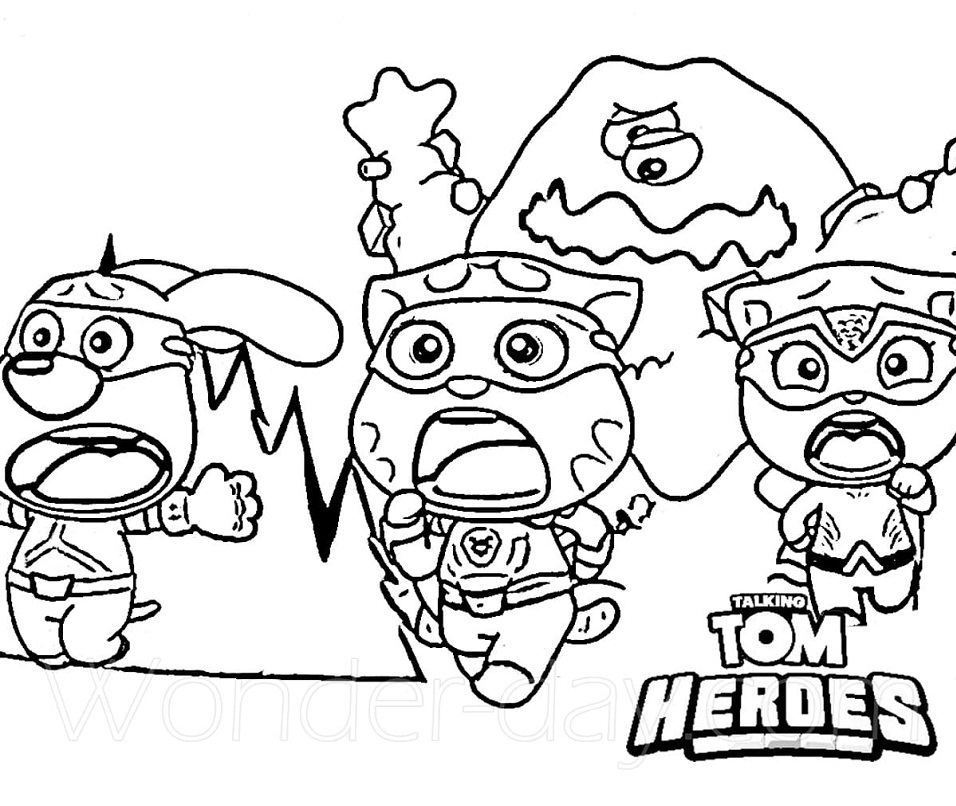 Characters from Talking Tom Heroes 1 Coloring Game Characters from Talking Tom Heroes 1