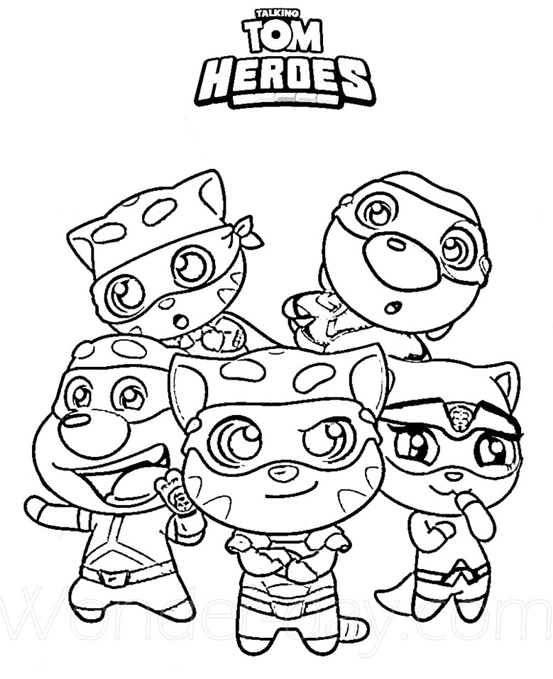 Characters from Talking Tom Heroes Coloring Game Characters from Talking Tom Heroes