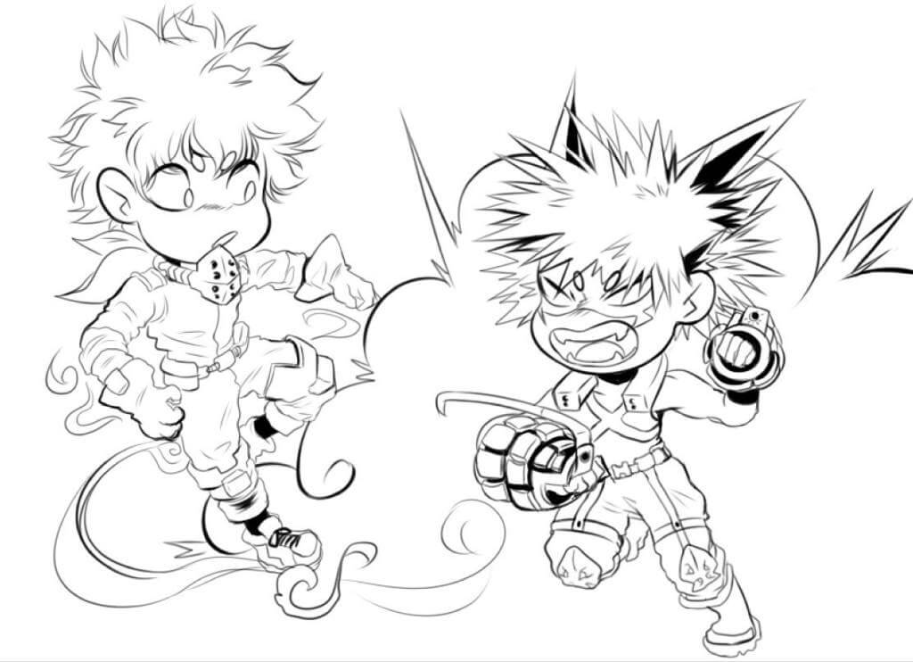 Chibi Bakugo and Deku