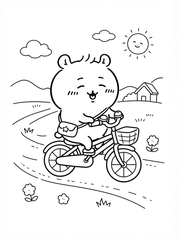 Chiikawa on a Bike