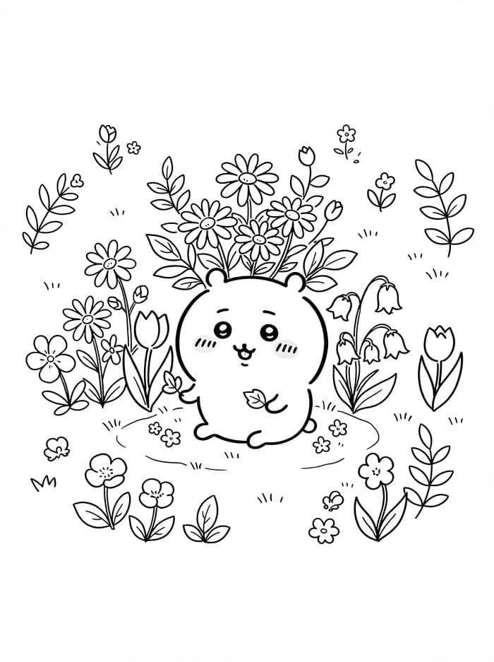Chiikawa with Flowers