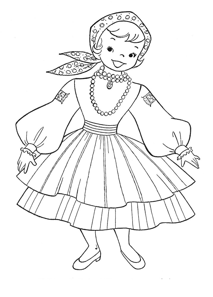 Children in Poland Coloring Game Children in Poland