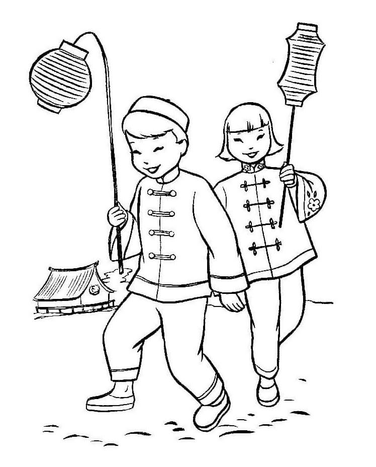 Chinese Boy and Girl Coloring Game Chinese Boy and Girl