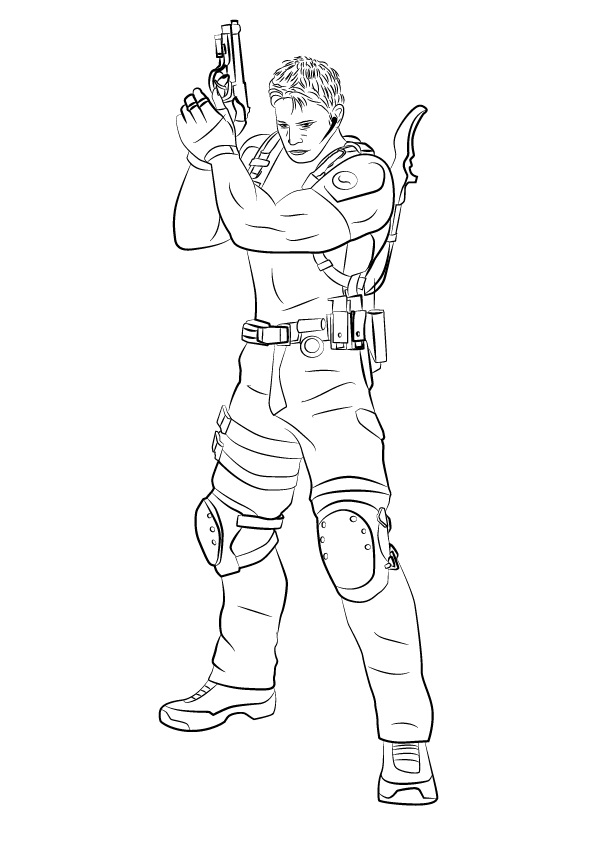 Chris Redfield from Resident Evil Coloring - Play Free Coloring Game Online