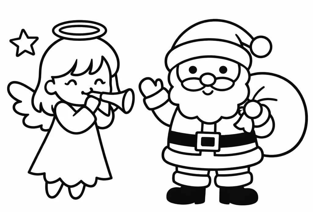 Christmas Angel and Santa Claus