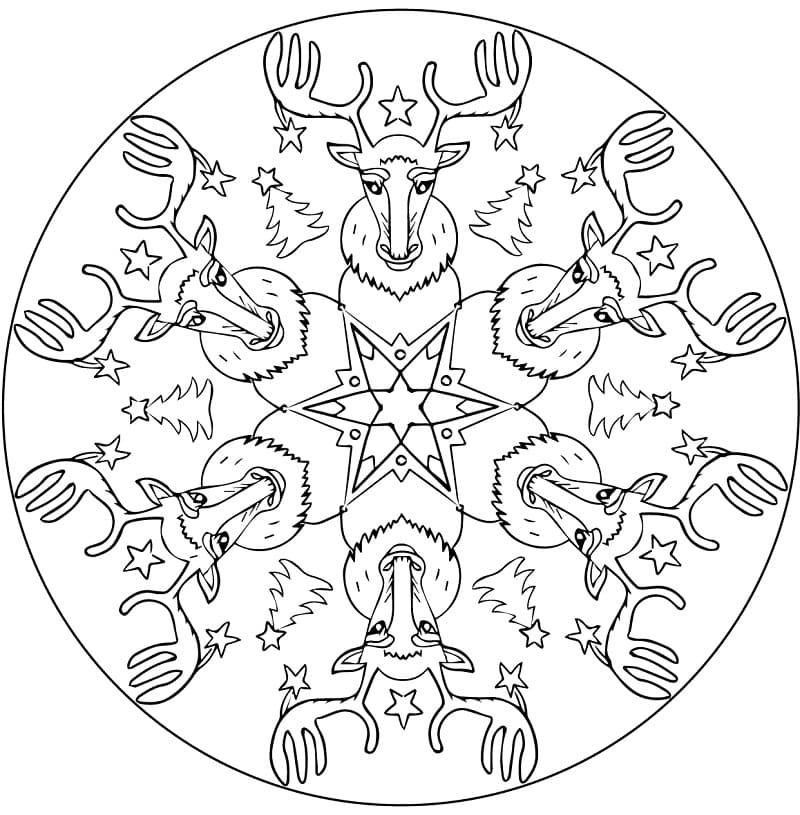 Christmas Mandala with Reindeers