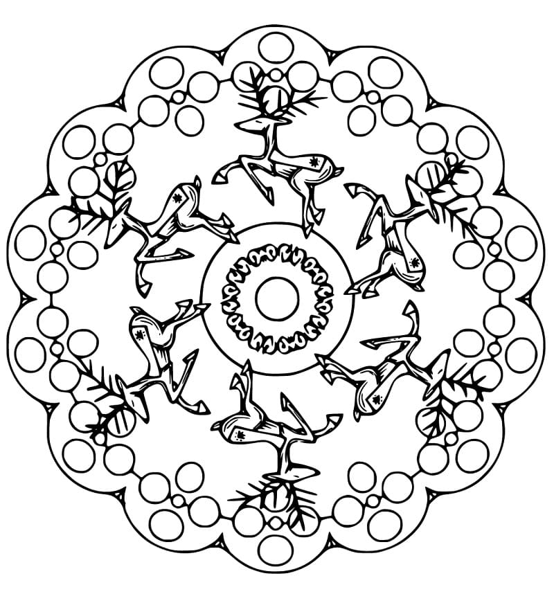 Christmas Reindeers Mandala