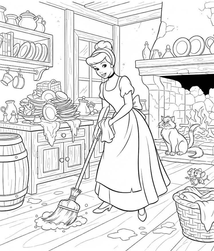 Cinderella cleaning the house