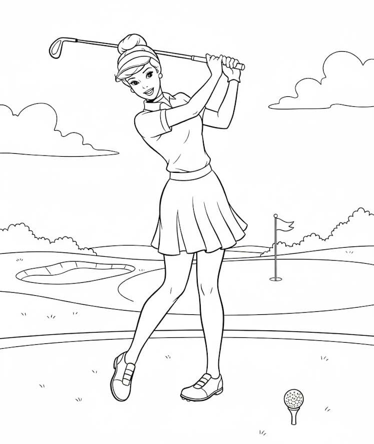 Cinderella playing golf