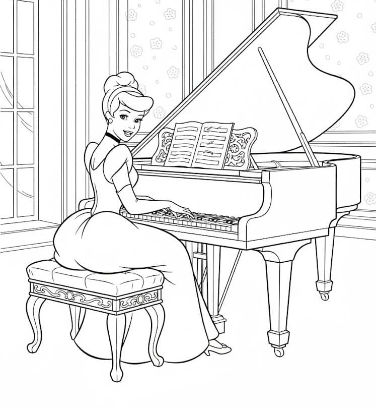 Cinderella playing piano