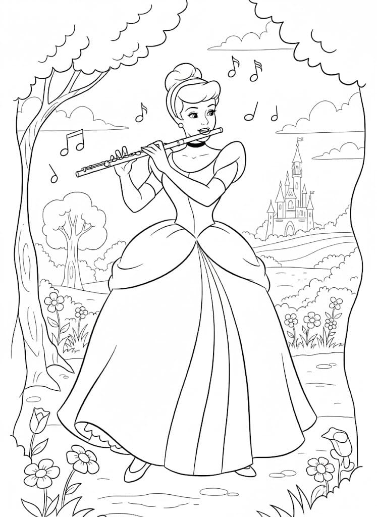Cinderella playing the flute