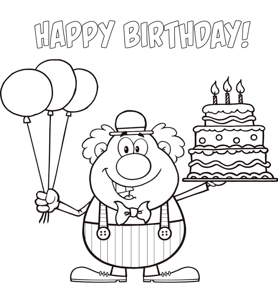 Clown and Birthday Cake Coloring Game Clown and Birthday Cake