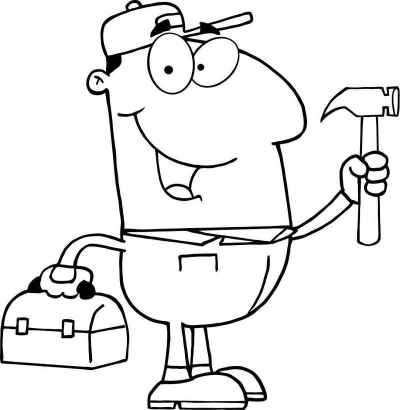 Construction Worker with Hammer
