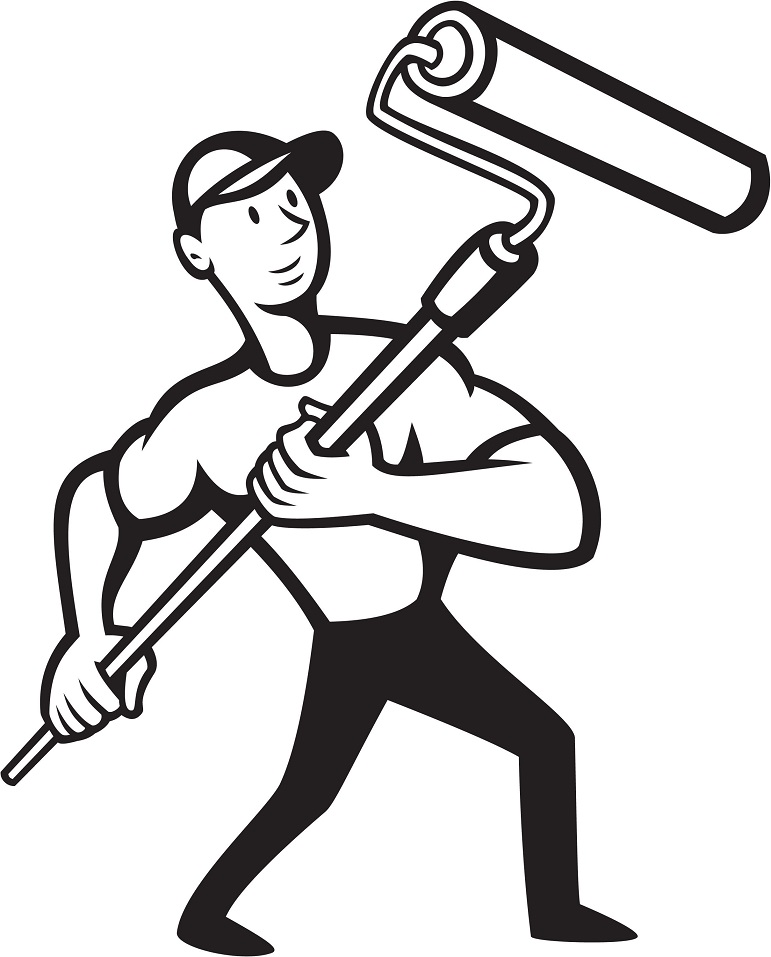 Construction Worker with Paint Roller