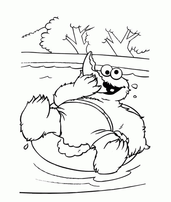 Cookie Monster is Swimming