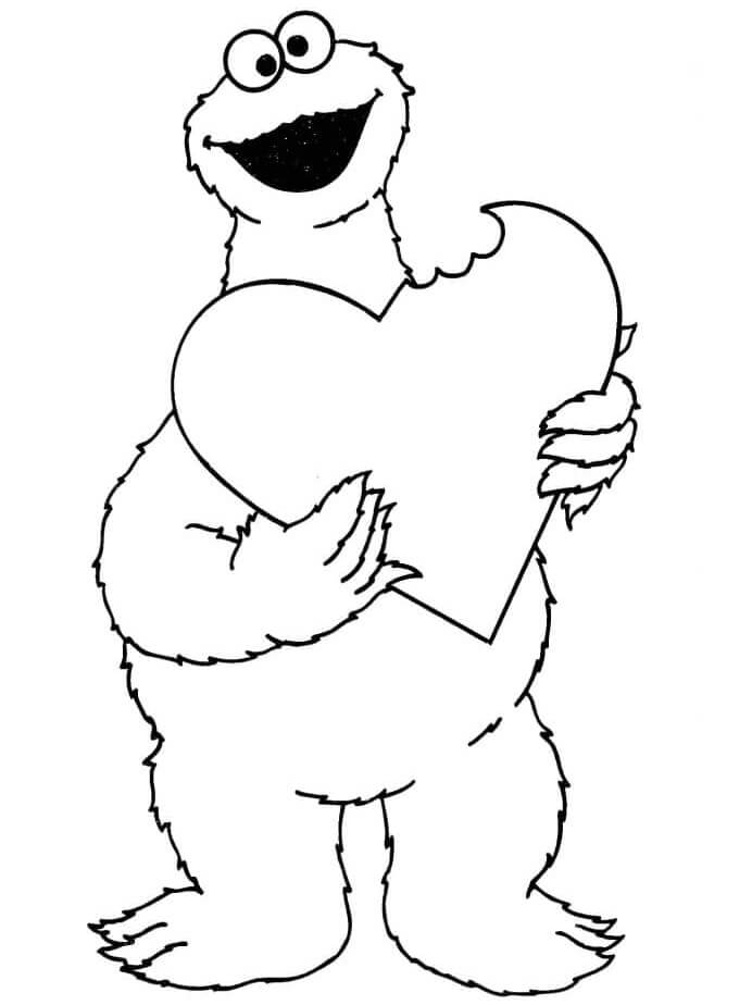 Cookie Monster with Heart Cookie