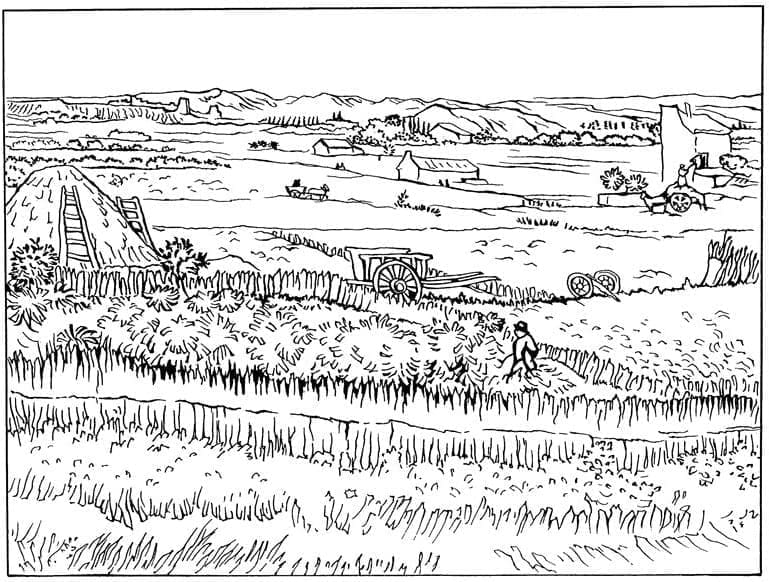 Corn Harvest in Provence Vincent Van Gogh Coloring Game Corn Harvest in Provence Vincent Van Gogh