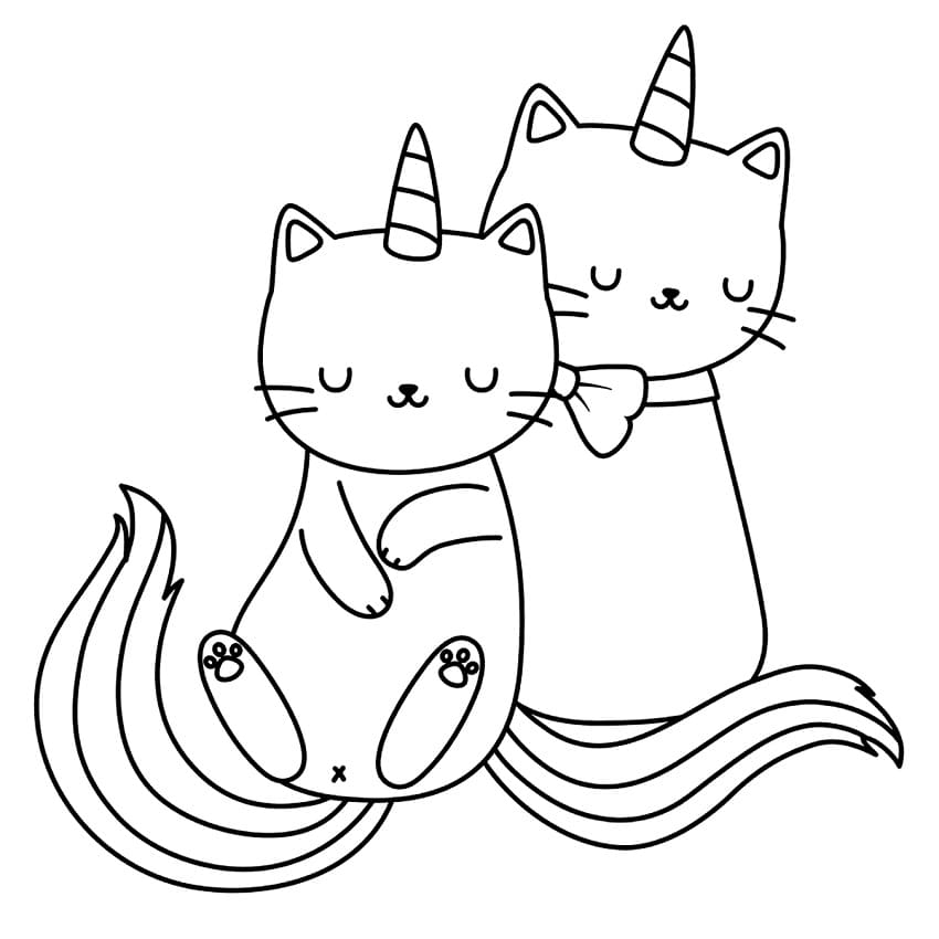 Couple Unicorn Cat Coloring Game Couple Unicorn Cat