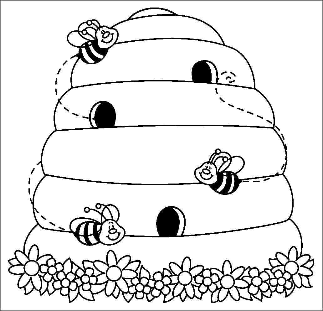 Cute Bees and Beehive