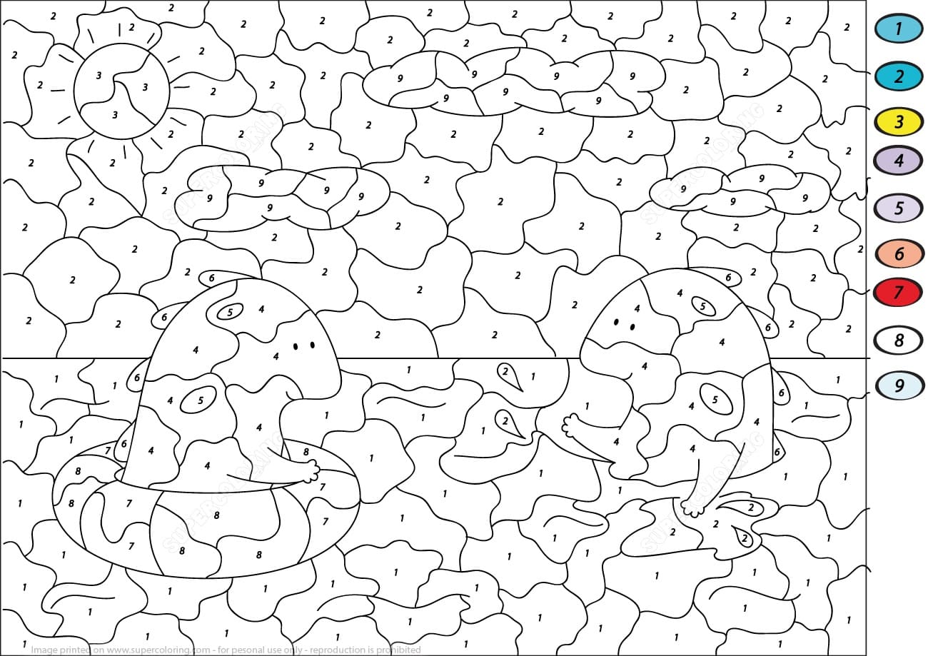 Cute Dragon Color by Number