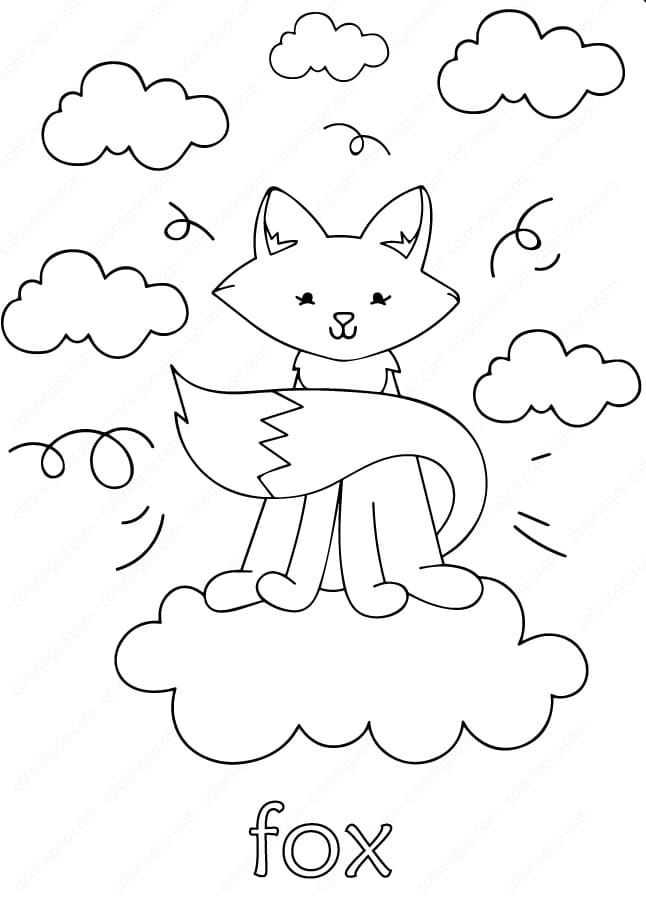 Cute Fox in Sky Coloring Game Cute Fox in Sky