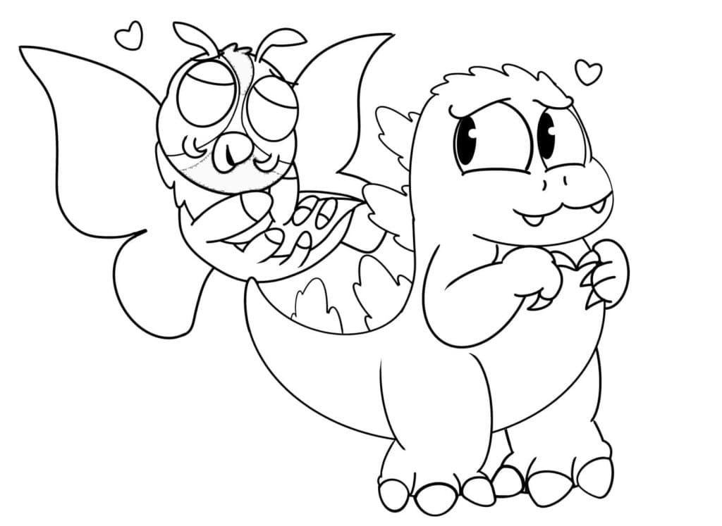 Cute Godzilla and Mothra