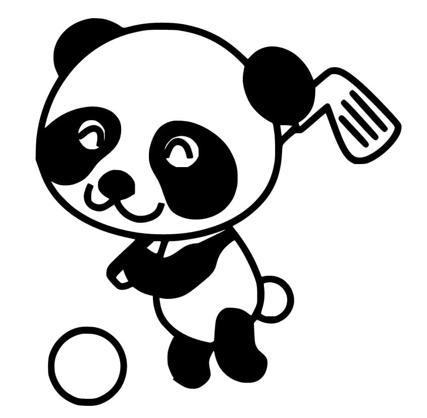 Cute Panda Playing Golf Coloring Game Cute Panda Playing Golf