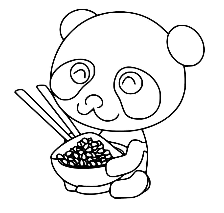 Cute Panda with a Bowl Coloring Game Cute Panda with a Bowl