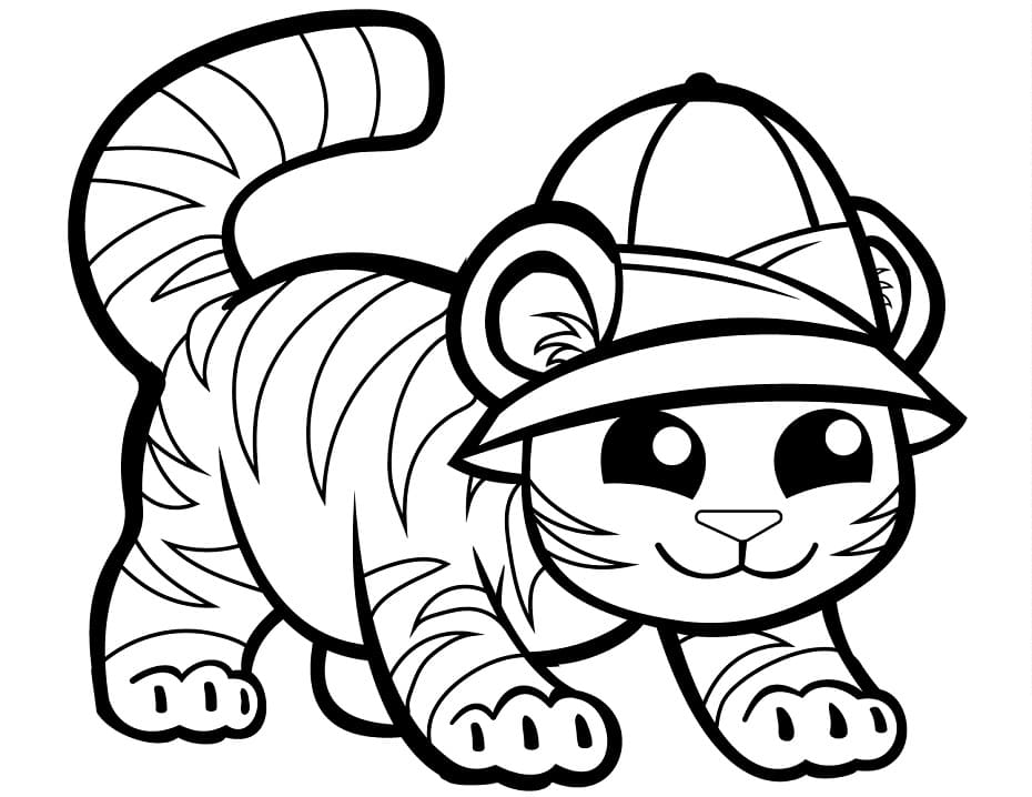 Cute Tiger in Cap Coloring Game Cute Tiger in Cap