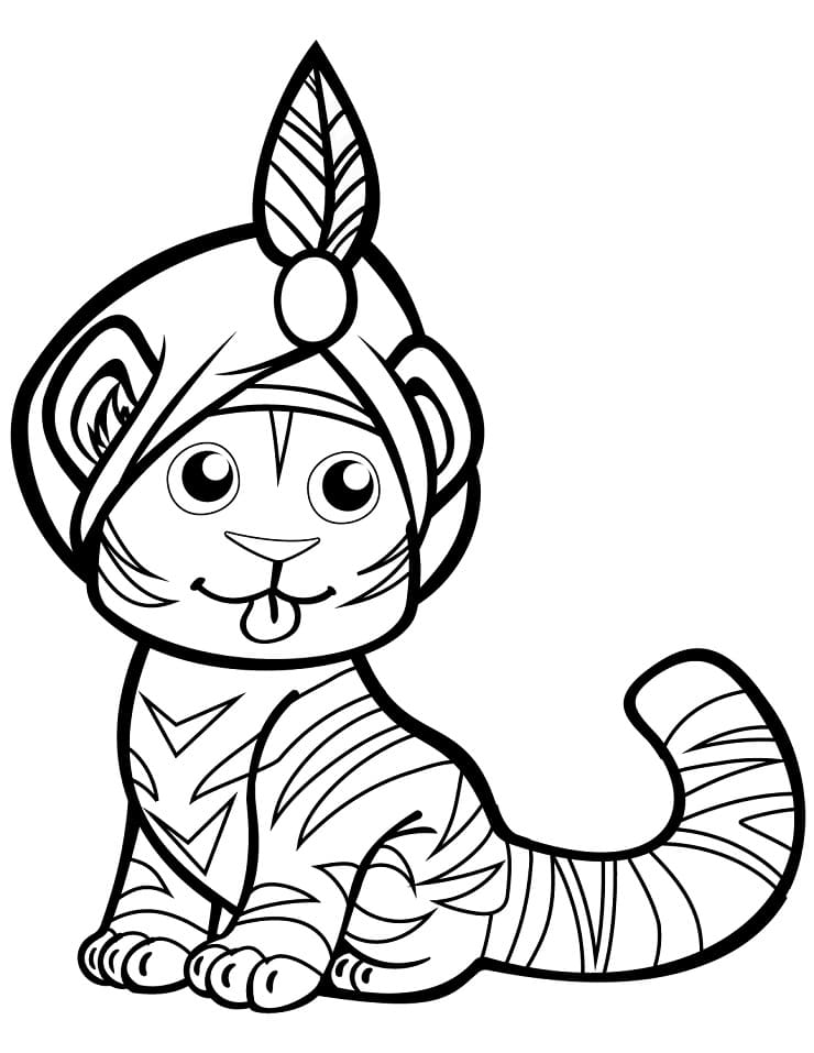 Cute Tiger in Turban Coloring Game Cute Tiger in Turban