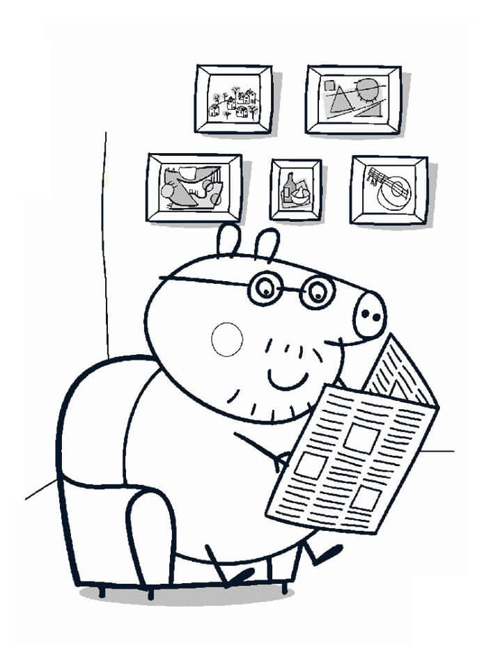 Daddy Pig Reading Newspaper Coloring Game Daddy Pig Reading Newspaper