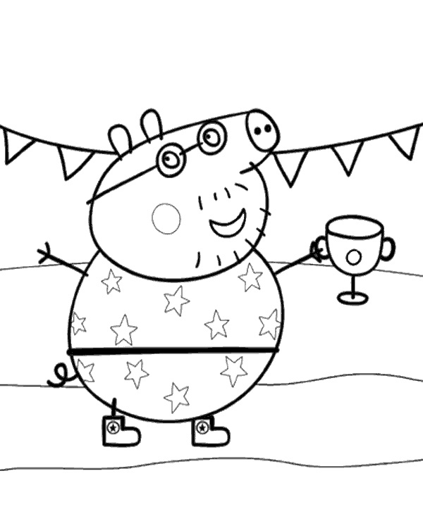 Daddy Pig and Trophy Coloring Game Daddy Pig and Trophy