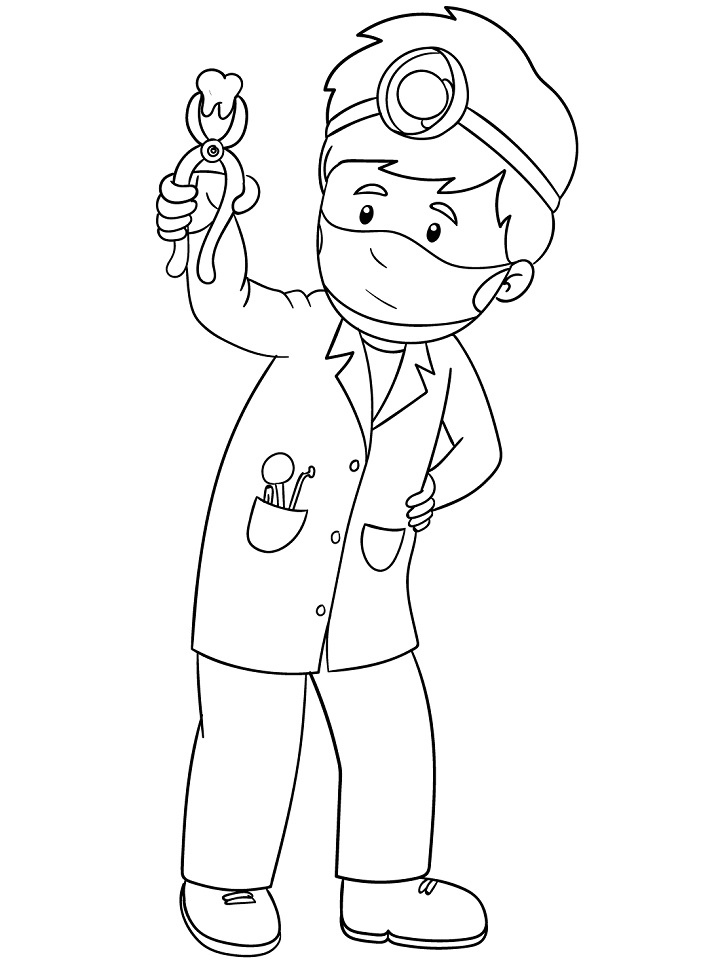 Dentist Holding Tooth Coloring Game Dentist Holding Tooth
