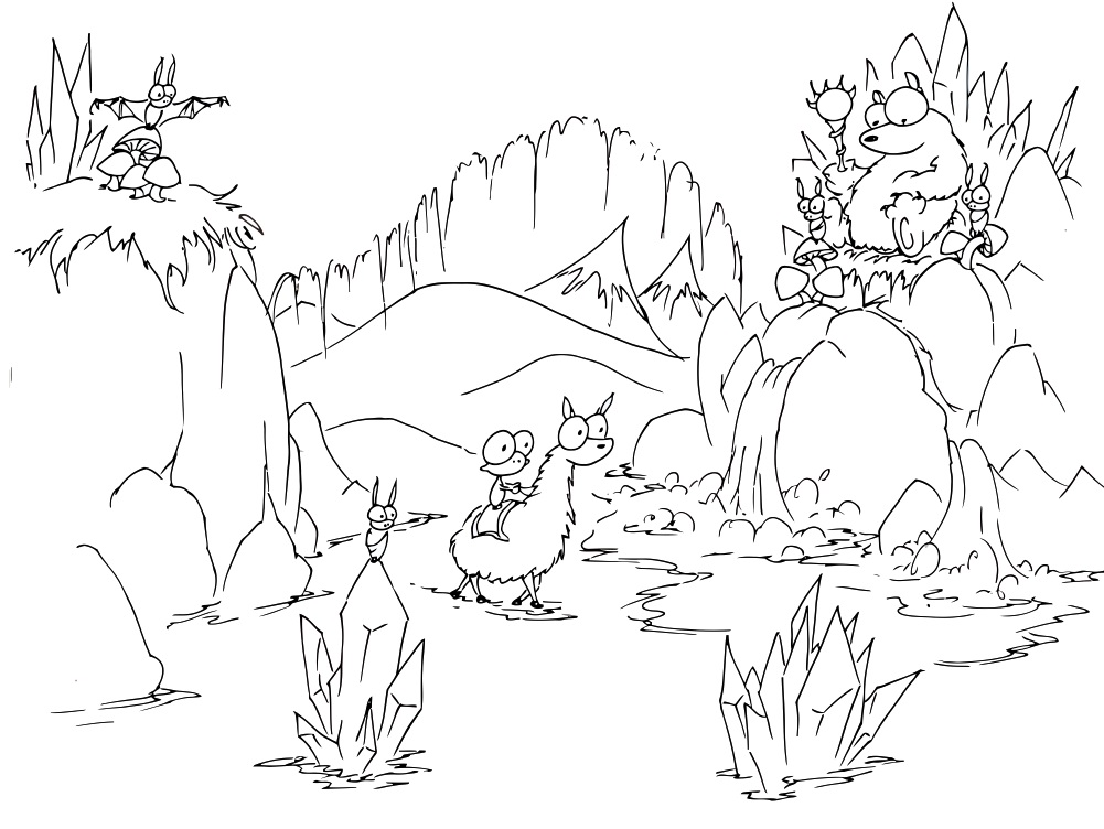 Desert Cartoon Scene Coloring Game Desert Cartoon Scene