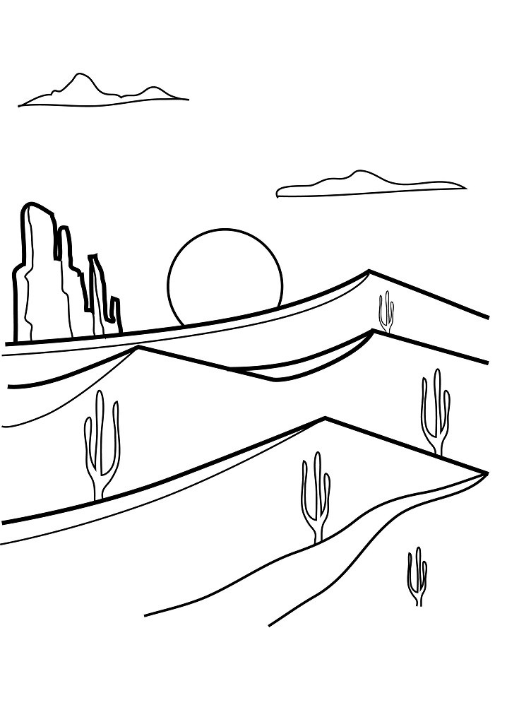 Desert Scenery Coloring Game Desert Scenery
