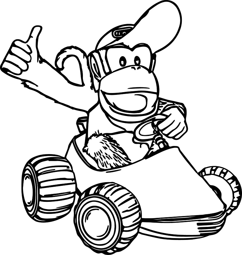 Diddy Kong Driving Coloring Game Diddy Kong Driving