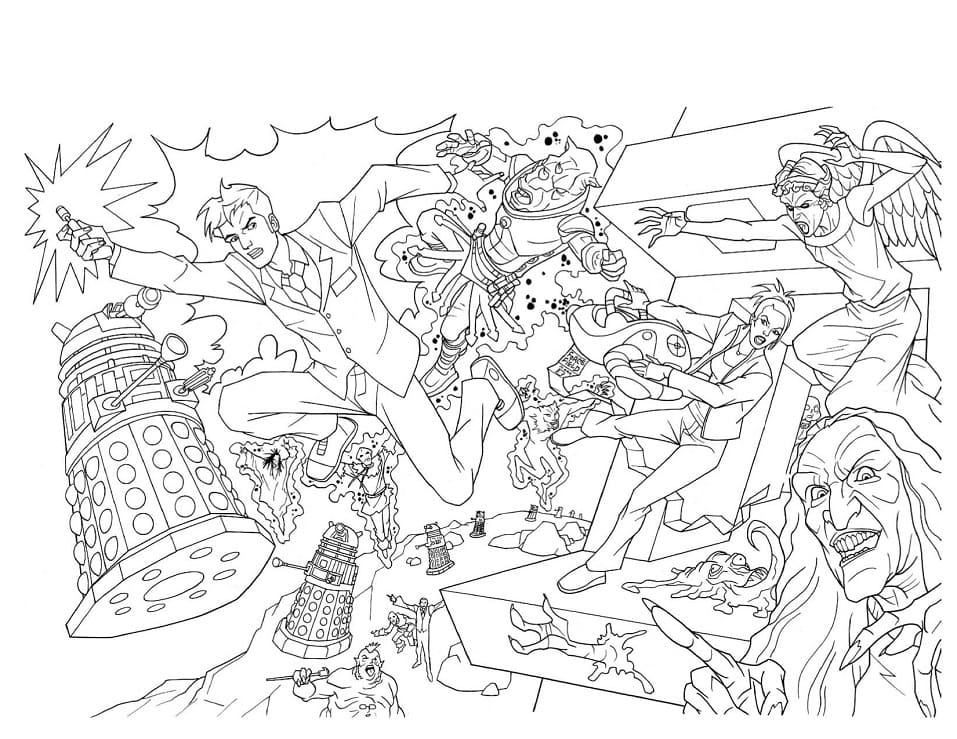Doctor Who Action Scene Coloring Game Doctor Who Action Scene