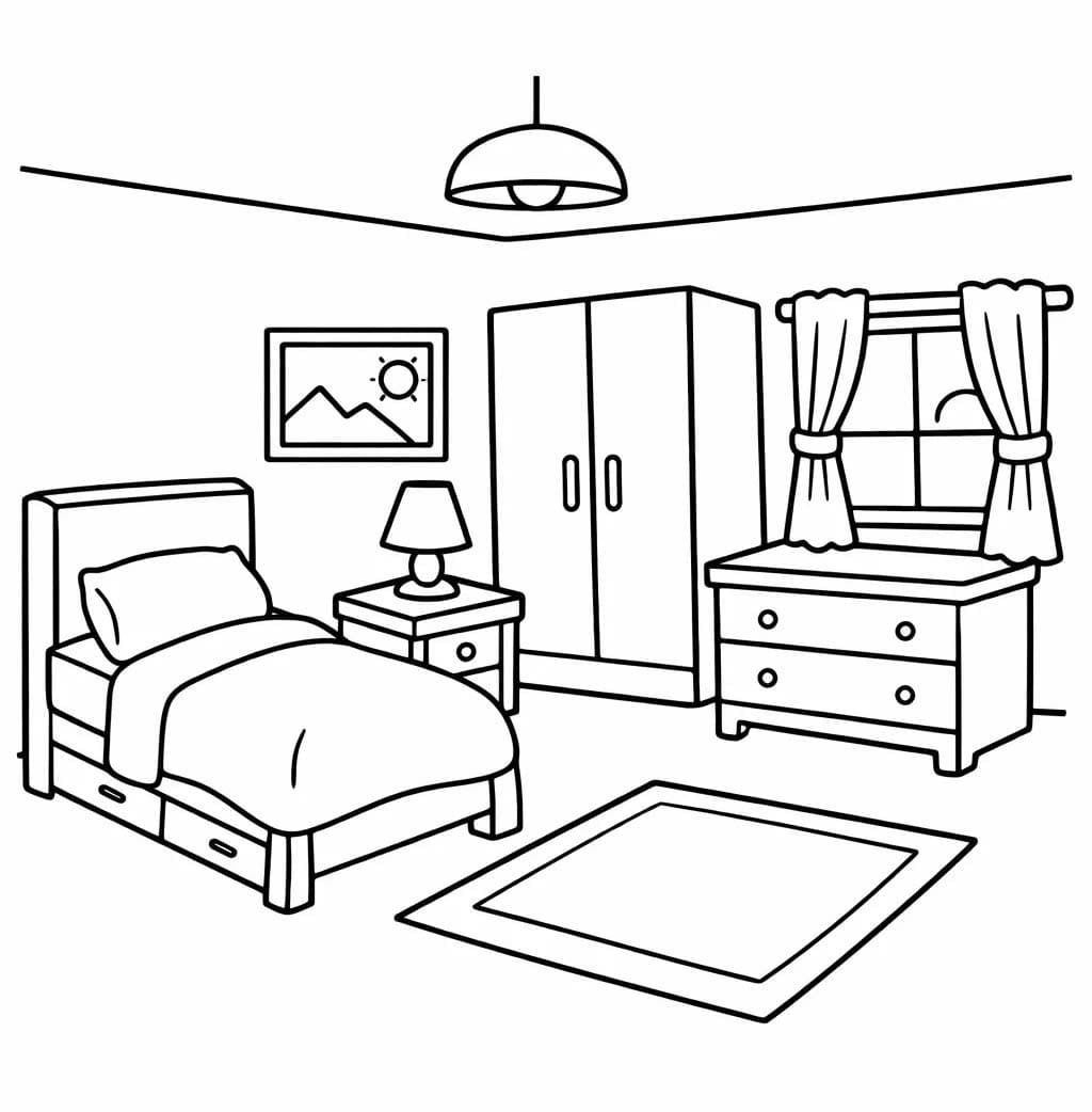 Drawing Bedroom Free Printable