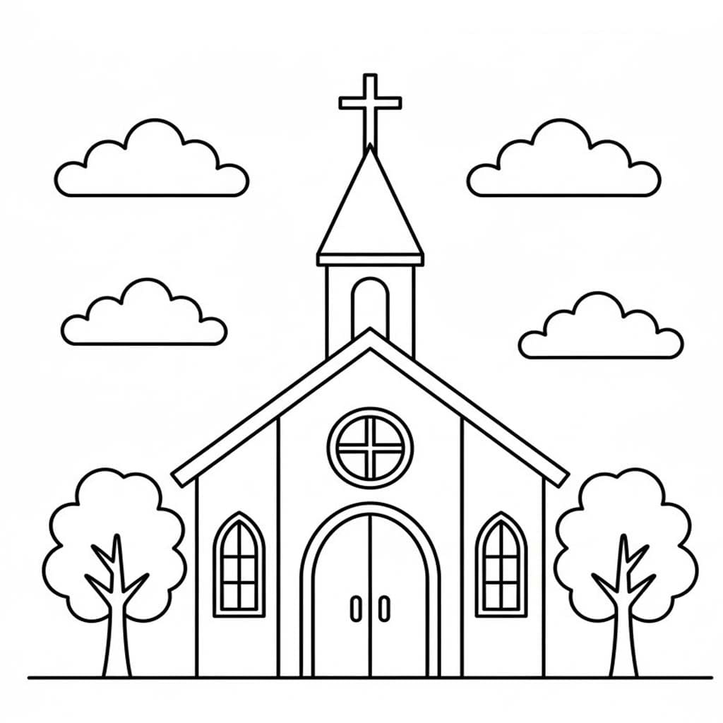 Drawing Church Free Printable