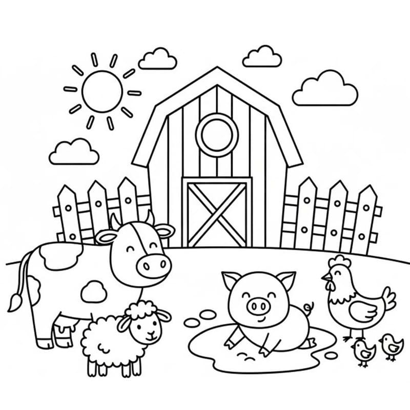 Drawing Farm Animal Free Printable
