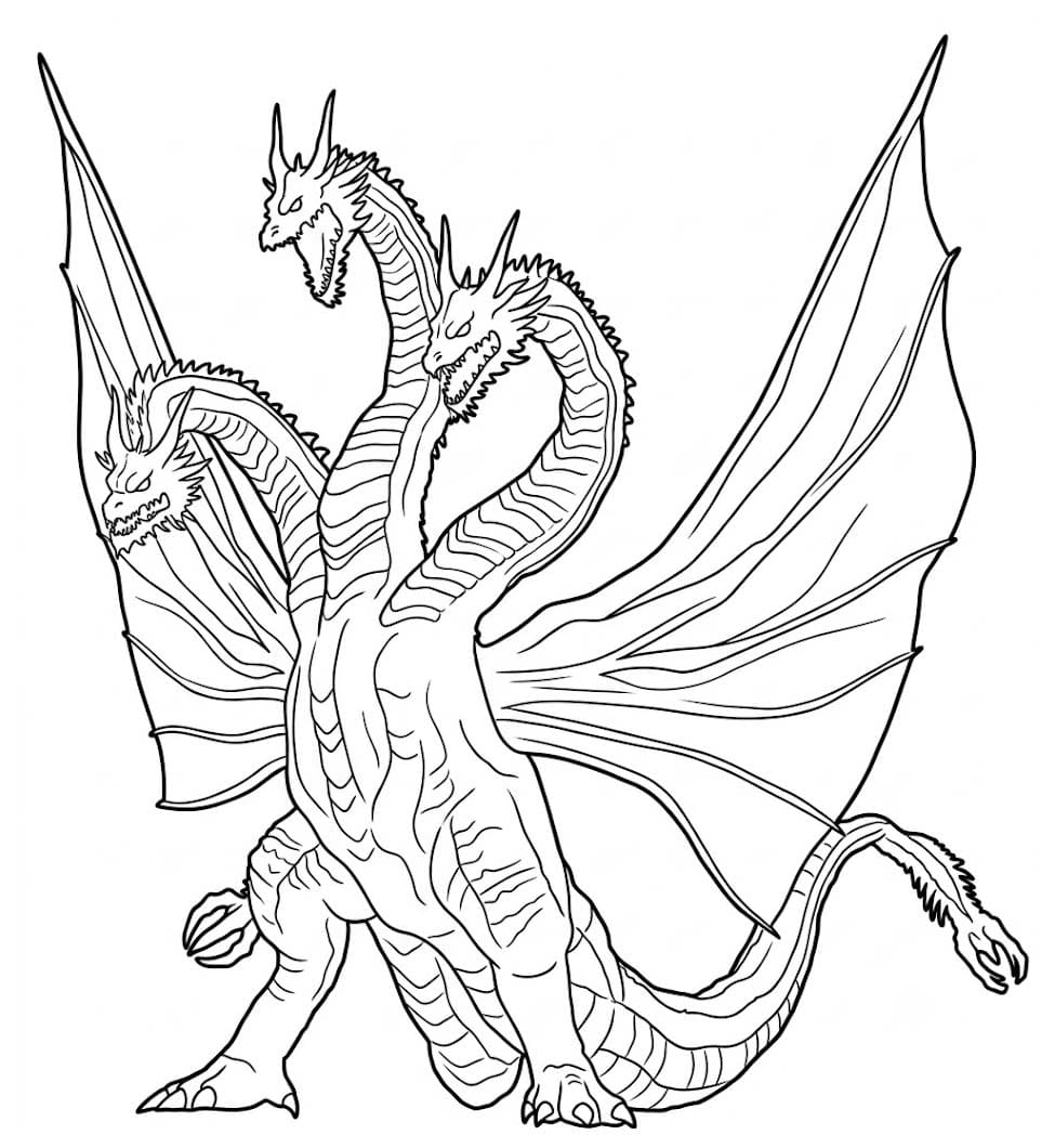Drawing Ghidorah Free Printable