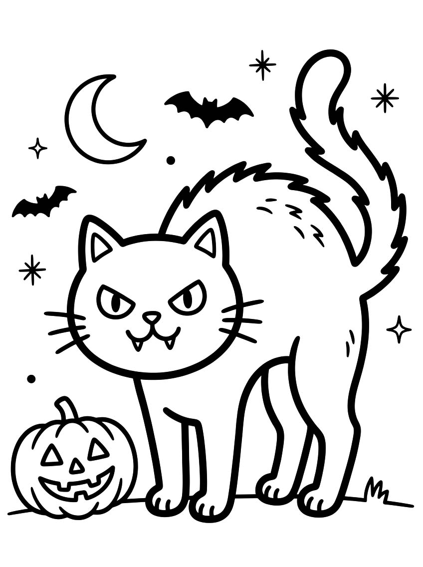 Drawing Halloween Cat Easy