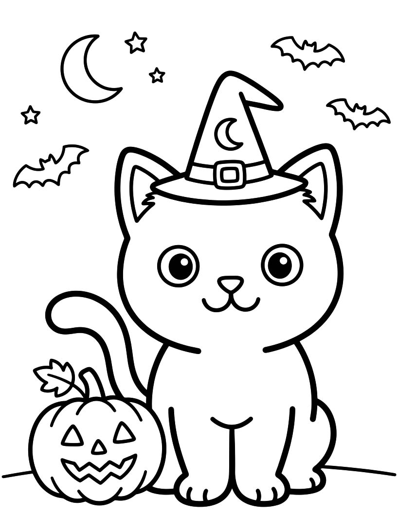 Drawing Halloween Cat Simple