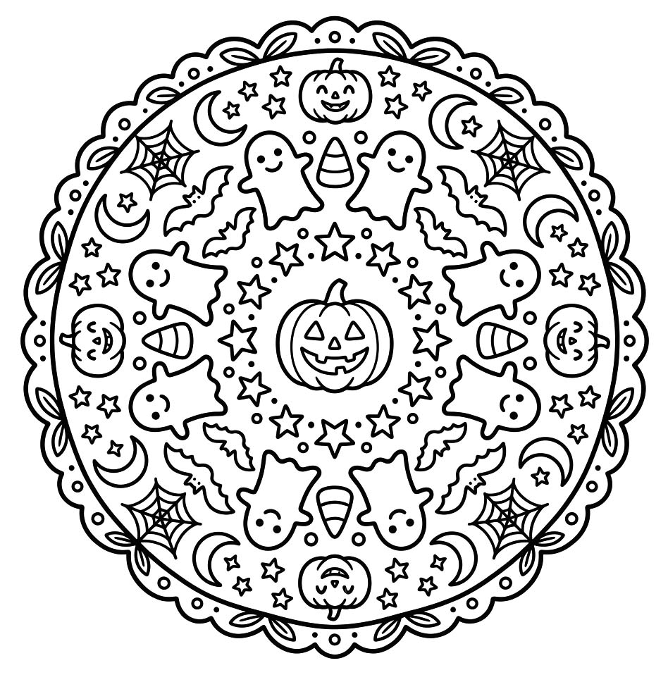 Drawing Halloween Mandala Easy