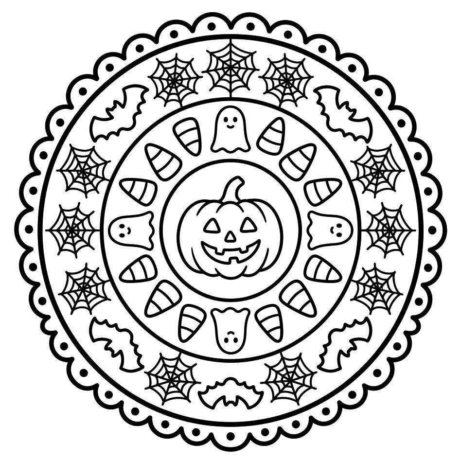 Drawing Halloween Mandala Free Printable