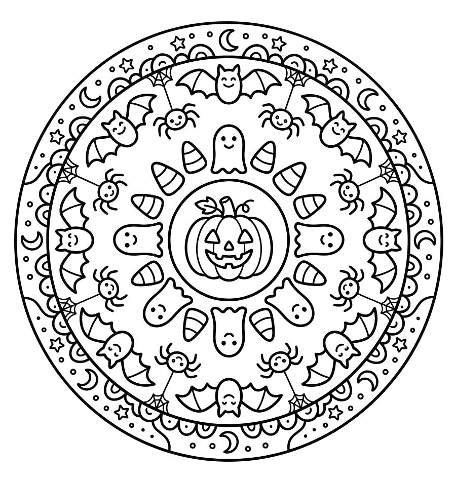 Drawing Halloween Mandala Printable
